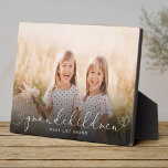 Grandchildren Modern Heart Script Photo Love Plaque<br><div class="desc">GRANDCHILDREN: Great custom photo gift for grandparents,  Valentine's Day,  Mother's Day,  or the Holidays: This modern photo plaque is easy to customize with your favorite photo.</div>