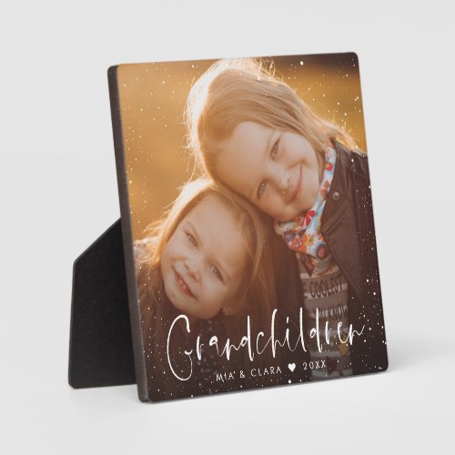 Grandchildren Modern Script Custom Photo Gift Plaque