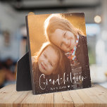 Grandchildren Modern Script Custom Photo Gift Plaque<br><div class="desc">GRANDCHILDREN: Great custom photo gift for grandparents,  Valentine's Day,  Mother's Day or the Holidays: This modern photo plaque is easy to customize with your favorite photo inside the minimalist dotted frame. The text below can be personalized to read the names of the children.</div>