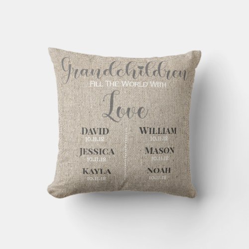 Grandchildren personalized throw pillow