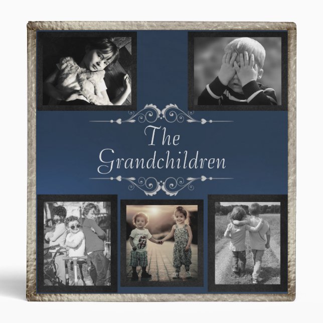 Grandchildren Photo Album - Blue/Silver 3 Ring Binder (Front)