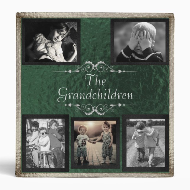 Grandchildren Photo Album - Green/Silver 3 Ring Binder (Front)