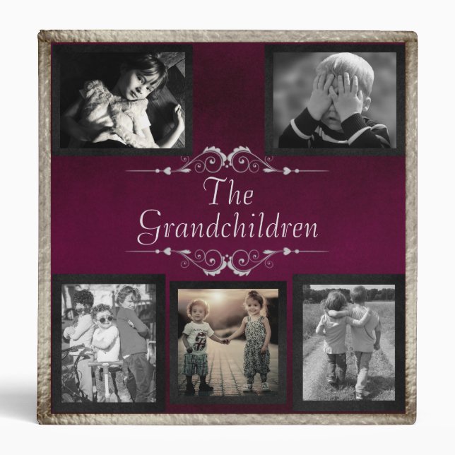 Grandchildren Photo Album - Purple/Silver 3 Ring Binder (Front)