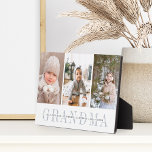 Grandchildren Photo Collage | Grandma Gift Plaque<br><div class="desc">Create a sweet gift for grandma with this three photo collage plaque. "GRANDMA" appears beneath your photos in chic gray lettering,  with your custom message and grandchildren's names overlaid.</div>