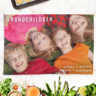 Grandchildren Photo Names Grandparents Custom Kitchen Towel