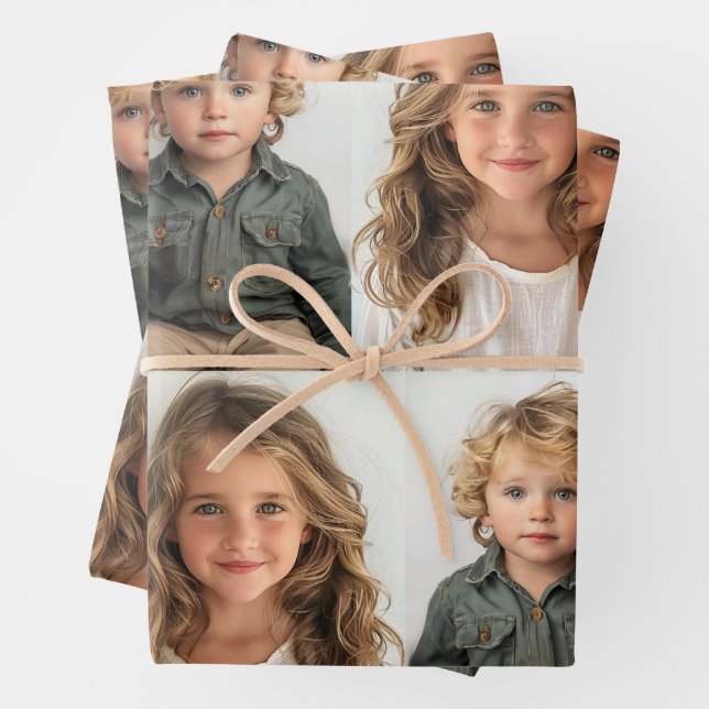 Grandchildren photographic gifts wrapping paper sheets (In situ)