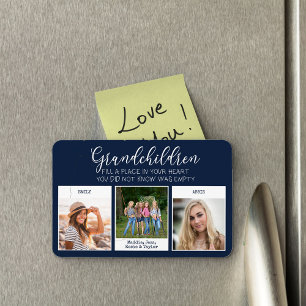 Grandchildren Quote 3 Snapshot Photo Blue Magnet