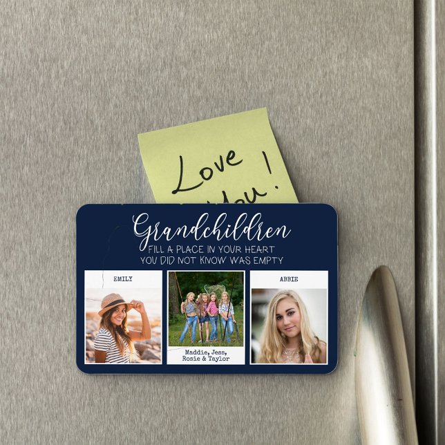 Grandchildren Quote 3 Snapshot Photo Blue Magnet (Creator Uploaded)