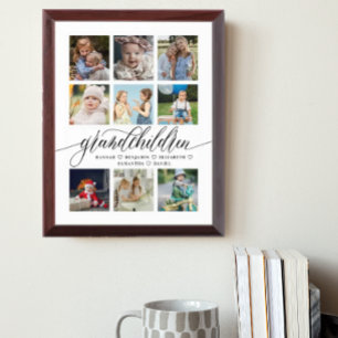 Grandchildren Script Photo Collage Keepsake Award Plaque