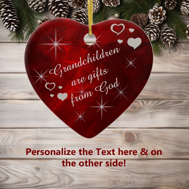 Grandchildren Star Heart Keepsake Ceramic Ornament (Creator Uploaded)