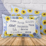 Grandchildren's Names Mother's Day Sunflower Blue Lumbar Pillow<br><div class="desc">Mother's Day throw pillow is beautiful with sunflowers and dusty blue theme. 10 grandchildren's names can be changed to another quantity and all fonts and sizes can be changed to your liking. Suprise mom or grandma with a personalized message from her kids and grandkids. Just use the Zazzle design center...</div>