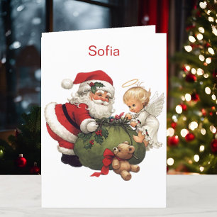 Grandchild's Name Santa Claus Christmas Holiday Card