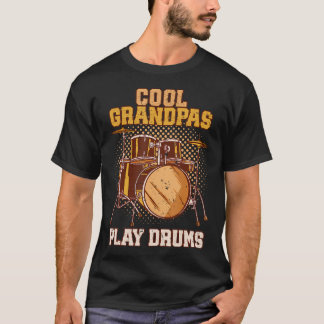 Granddad Cool Grandpas Play Drums Funny Grandfathe T-Shirt