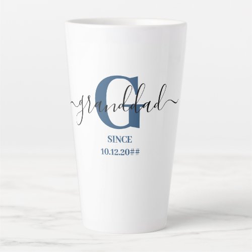 Granddad Elegant Script Monogram Blue Latte Mug