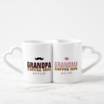 granddad & grandmom lovers mug with their names<br><div class="desc">For him: a coffee mug illustration with the words 'GRANDPA coffee mug' and a small mustache,  with his name. The other mug: the same design,  with the word GRANDMA and pink lips,  and her name. A great idea for your best grandparents ever</div>