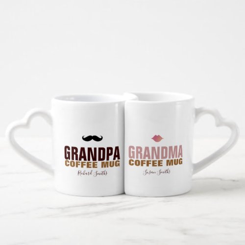 granddad  grandmom lovers mug with their names