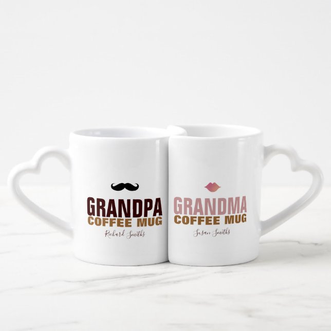 granddad & grandmom lovers mug with their names (Front Nesting)