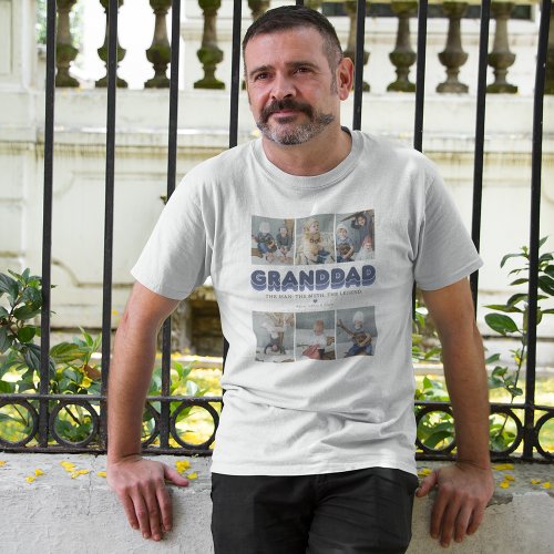 Granddad Man Myth Legend 6 Photo Collage T_Shirt