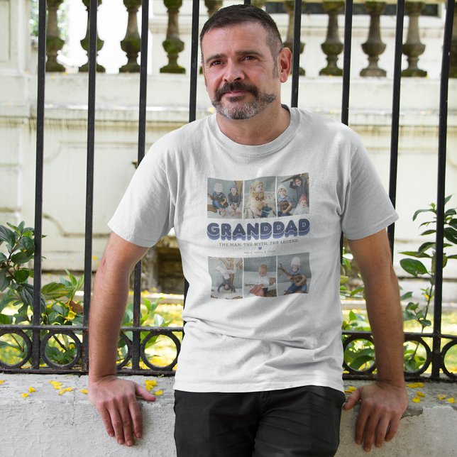 Granddad Man Myth Legend 6 Photo Collage T-Shirt (Creator Uploaded)