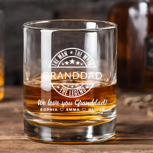 Granddad Man Myth Legend Father's Day Whiskey Glass
