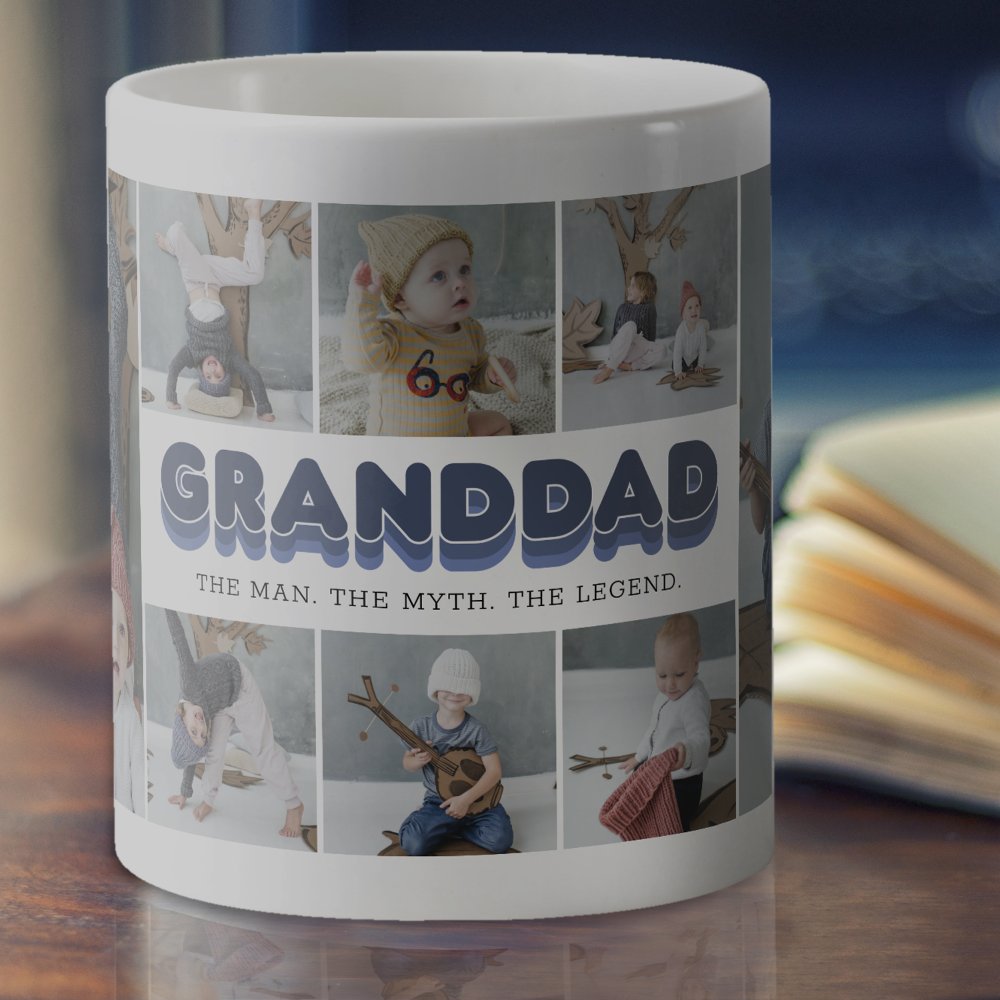 Discover Granddad Man Myth Legend Photo Collage Coffee Mug