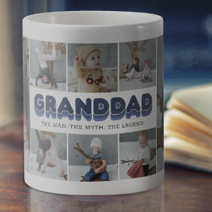 Granddad Man Myth Legend Photo Collage Frosted Glass Coffee Mug