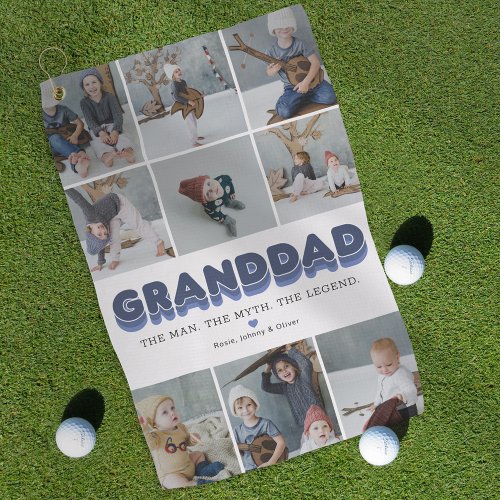 Granddad Modern Photo Collage Golf Towel
