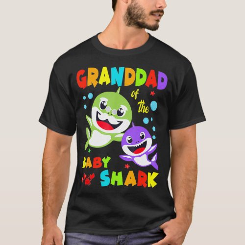Granddad Of The Baby Shark Birthday Granddad Shark T_Shirt