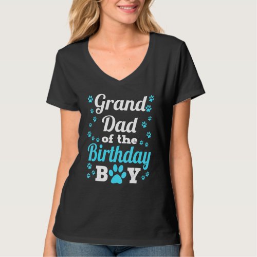 Granddad Of The Birthday Boy Dog Paw Bday Party Ce T_Shirt