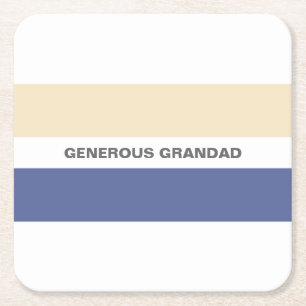 Granddad Peach and Blue  Add Your Name Square Paper Coaster