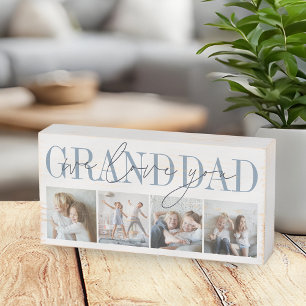 Granddad We Love You 4 Photo Collage Wooden Box Sign