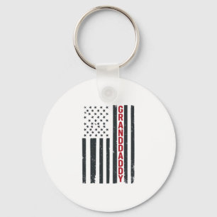 Granddaddy American Flag Vintage Patriotic Design_ Keychain