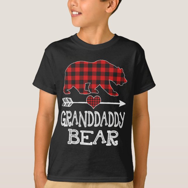 Granddaddy Bear Christmas Pajama Red Plaid Buffalo T-Shirt (Front)