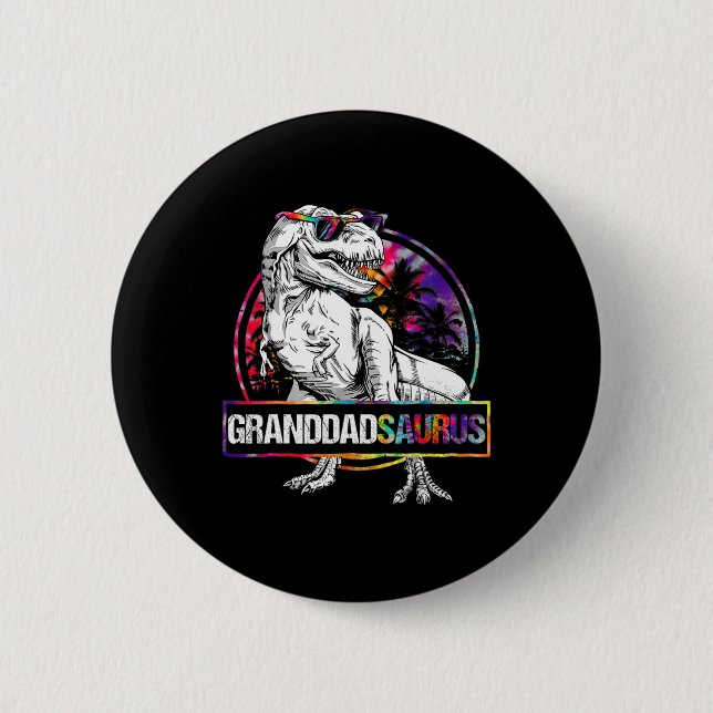 Granddadsaurus Dinosaur Granddad Saurus Matching T Button (Front)