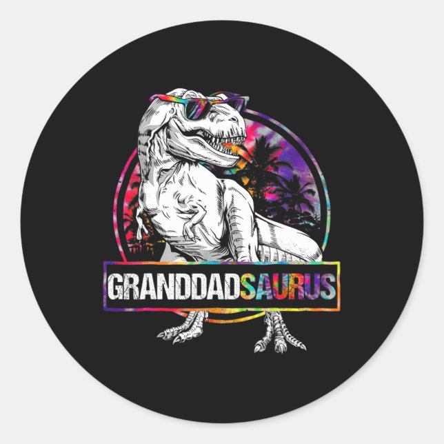 Granddadsaurus Dinosaur Granddad Saurus Matching T Classic Round Sticker (Front)