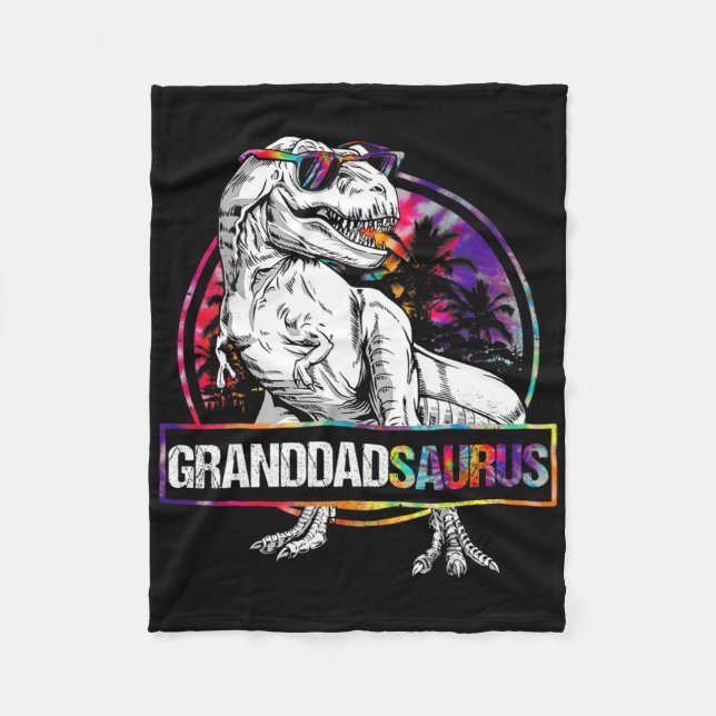Granddadsaurus Dinosaur Granddad Saurus Matching T Fleece Blanket (Front)