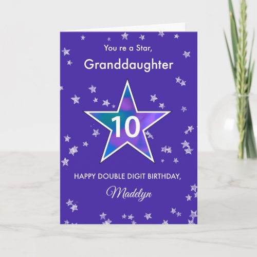 Granddaughter 10th Birthday Shining Star in Purple