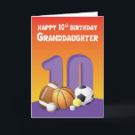 Granddaughter 10th Birthday Sports Balls Card<br><div class="desc">Bring joy to a granddaughter who is also a sports lover on her upcoming 10th birthday with colorful sports inspired sports balls card. Get this card to day and be ready to give her on her birthday.</div>