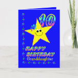 Granddaughter 10th Brithday Stars Card<br><div class="desc">Cute yellow star with colorful flowers and numbers for your granddaughter's 10th birthday.  Text on front may be modified in template.  Original design by Anura Design Studio.</div>