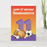 Granddaughter 11th Birthday Sports Balls Card<br><div class="desc">Roll out a fun 11th birthday greeting for your sweet granddaughter who will be celebrating soon. Lots of colorful balls are on the front of this one with a fun message on the inside.</div>