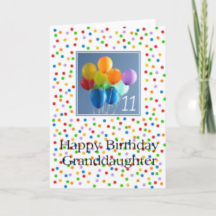 Granddaughter 11th happy balloon birthday card