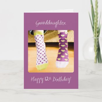 Granddaughter 12th Birthday Crazy Socks Card by sandrarosecreations at Zazzle