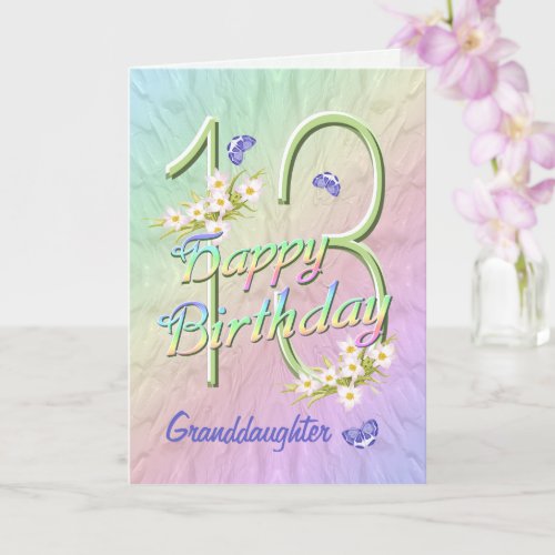 Granddaughter 13th Birthday Butterfly Garden Card