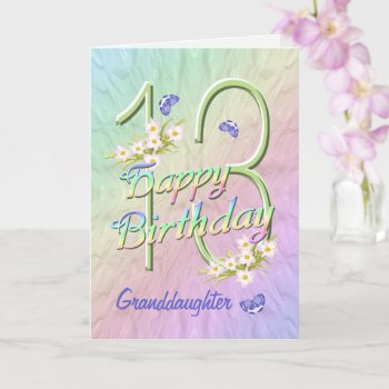 Granddaughter 13th Birthday Butterfly Garden Card by anuradesignstudio at Zazzle
