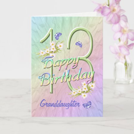 Granddaughter 13th Birthday Butterfly Garden Card