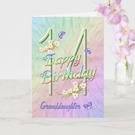 Granddaughter 14th Birthday Butterfly Garden Card