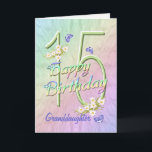 Granddaughter 15th Birthday Butterfly Garden Card<br><div class="desc">A rainbow of colors, pink flowers and lavender butterflies fills this girls 15th Happy Birthday card with joy for Granddaughter. Front name and inside verse may be personalized using the template provided. You may also enjoy the matching gifts and other products available in my store. Original design by Anura Design...</div>