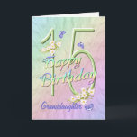 Granddaughter 15th Birthday Butterfly Garden Card<br><div class="desc">A rainbow of colors, pink flowers and lavender butterflies fills this girls 15th Happy Birthday card with joy for Granddaughter. Front name and inside verse may be personalized using the template provided. You may also enjoy the matching gifts and other products available in my store. Original design by Anura Design...</div>