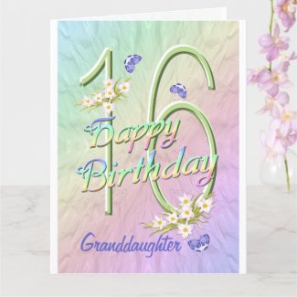 Granddaughter 16th Birthday Butterfly Garden Card