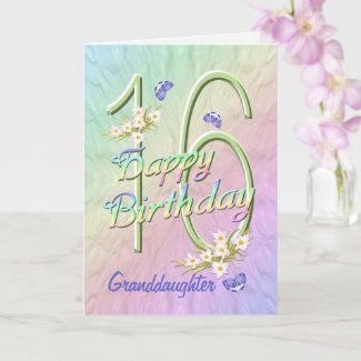 Granddaughter 16th Birthday Butterfly Garden Card